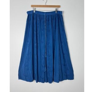 Boho Catalog Classics Womens 1X Midi Skirt Blue Embroidered Rayon Lace Tassel